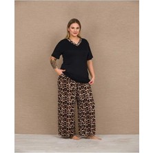 Lady Pijama Kısa Kollu Büyük Beden Viskon Kumaş Pijama Takımı