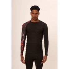 Hnc Sport Kartal Erkek Uzun Kol Tek Kol Dijital Baskılı Compression Fitness Gym Spor Body Tshirt