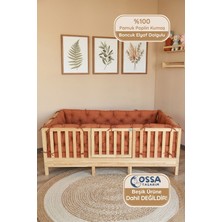 Yasetex Tasarım Pamuk Kumaş Kiremit Renk Montessori Yatak ve Beşik Için 4 Kenar Koruma Seti