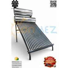 Sönmez Solar KROM KILIF 18x Vakum Tüplü Güneş Enerji Sıcak Su Sistemleri (AÇIK DEVRE DOĞAL AKIŞLI)
