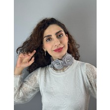 Gönülden Tasarım Gri Taşlı Çiçekli Kolye Kemer Saç Aksesuarı 150X9 cm