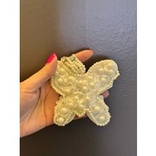 Gönülden Tasarım 11X10 cm Inci Boncuk Işleme Kelebek Arma Dikiş Aplike