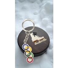 Seard Miyuki Boncuk El Yapımı Olimpiyat Bayrağı ve Buz Pateni Anahtarlık/çanta Süsü 1