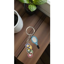 Seard Miyuki Boncuk El Yapımı Olimpiyat Bayrağı ve Tenis Raketi Anahtarlık/çanta Süsü 2