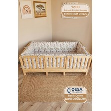 Yasetex Tasarım Montessori ve Beşik Için 4 Kenar Koruma Seti Ceylan Desen Pamuk Poplin Kumaş