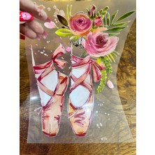 Gönülden Tasarım Ütü Ile Yapışan Tasarım Çiçekli Pabuç Transfer Baskı Arma 24X16 cm