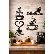 Abenova Kahve ve Çay Köşesi Duvar Dekorasyon Seti | Modern 4'lü Set