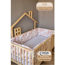 Yasetex Tasarım Montessori ve Beşik Için 4 Kenar Koruma Seti Kelebek Desen Pamuk Poplin Kumaş