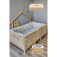 Yasetex Tasarım Montessori ve Beşik Için 4 Kenar Koruma Seti Baykuş Desen Pamuk Poplin Kumaş