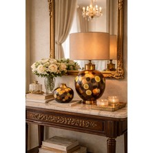 Velora Living Golden Dot Abajur & Dekoratif Vazo Seti
