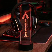 Apex Legends Logolu - Rgb Işıklı Pleksi Kulaklık Standı - Oyuncu Kulaklık Tutucu Askı - Gaming Oda Aksesuarı