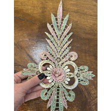 Gönülden Tasarım Simli Nakış Işleme Kabartma Çiçek Aplike Dikiş Aksesuarı 28X16 cm