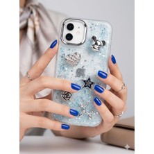 BMP GLOBAL iphone 12 Uyumlu  Simli Gümüş Figürlü 3 Boyutlu Tasarım Telefon Koruma Kılıfı