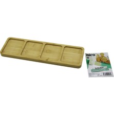 Toyigoo Dikdörtgen  4 Bölmeli  Ahşap Bambu Servis Sunum Tepsi - Tahtası  Mini Tepsi   33 x 10 x 1.