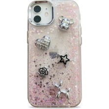 BMP GLOBAL iphone 12 Uyumlu  Simli Gümüş Figürlü 3 Boyutlu Tasarım Telefon Koruma Kılıfı