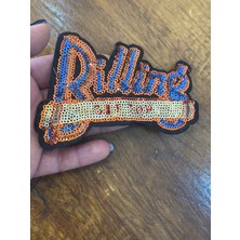 Gönülden Tasarım Pul Payetli Yazılı Tasarım Arma Dikiş Aplike 11X8 cm