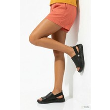 Mammamia Kadın Hakiki Deri Ortopedik Yumuşak Hafif Düz Taban Kalın Tek Bant Günlük Sandalet M27YS/2395