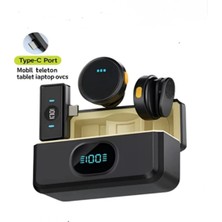 Azurtech 2 Adet Profesyonel Kablosuz Yaka Mikrofonu Typce Uyumlu Manyetik Klipsli