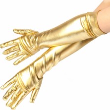 ForWhat Büro Ev Ofis Etkinlik Gösteri Kostümü Için 40CM Golden Dirsek Altı Prestij Saten Eldiven