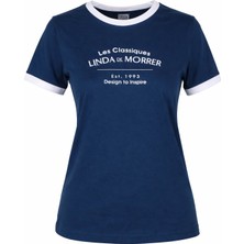 Trender Linda O Yaka Relaxed Fit Indigo Kadın T-Shirt 26YDT1000016