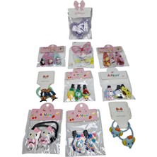 Spteks Kız Çocuk Sevimli Karakterler Lastikli ve Pens Toka Çeşitleri 10 Lu Set