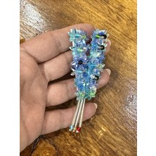 Gönülden Tasarım Boncuklu Pul Payetli Tasarım V Püsküllü Harf Arma Dikiş Aplike 7x4 cm