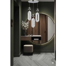 Aura Lighting Aura Lıghtıng Krom Elips 3'lü Sarkıt 3 Renk LED Modern Salon/antre/oda Avizesi (Beyaz Sarı Günışığı)