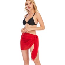 Modi Green Modig Kadın Kırmızı Transparan Belden Bağlamalı Pareo