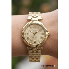 Ferrucci Altın Yuvarlak Kasa Kadın Kol Saati | 35 mm Çelik Kasa, Altın Metal Kordon, Altın Kadran