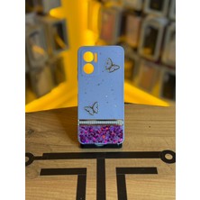 Avcı Teknoloji Market Redmi Note 11E Uyumlu Kelebek Figürlü Simli Parlak Telefon Kılıfı