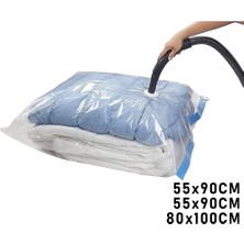Go İthalat 3lü Set  Vakumlu  Poşet  Hurç 2 Adet Xl= 55X90CM + 1ADET Xxl= 80X100CM  %75 Yer Tasarrufu (5491)