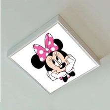 Gökyüzü Panel Farecik Çizgi Dizi Çocuk LED Lamba-Göz Yormayan AYDINLATMA-60CMX60CM Kare-Beyaz-Led-Beyaz Metal Çerçeve