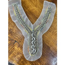 Gönülden Tasarım Zirkon Taş Işleme Giyim Yaka Dikiş Aplike 28X22 cm