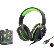 ForWhat Büro Ev Ofis Hediyesi Için Siyah Yeşil USB Rgb Işıklı Gaming Kulaklık Kablolu Oyuncu Kulakliğı