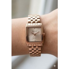 Ferrucci Rose Kare Kasa Kadın Kol Saati | 24 mm Çelik Kasa, Rose Metal Kordon, Rose Kadran