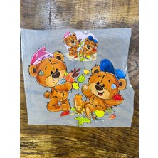 Gönülden Tasarım Ütü Ile Yapışan Tasarım Ayıcıklı Transfer Baskı Arma 19X19 cm