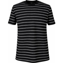 Trender Çizgili Siyah Erkek T-Shirt 4039