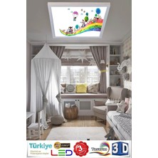 Gökyüzü Panel 60X60 Çocuk Odası Avize Modelleri, 54WAT Led, Tavana Model Avize,çocuklar Için Gök Kuşağı Yolu Avize