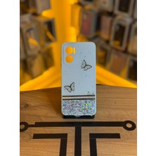 Avcı Teknoloji Market Redmi Note 11E Uyumlu Kelebek Figürlü Simli Parlak Telefon Kılıfı