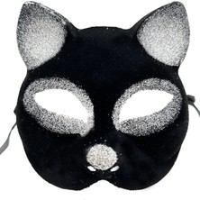 Balkan Grup Siyah Gümüş Simli Kedi Maskesi
