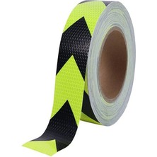 Reflektörlü Reflektif 10 Metre Fosforlu Çok Amaçlı Şerit Bant Sarı-Siyah Ikaz Bandı 10 Metre x 5cm