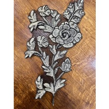 Gönülden Tasarım Nakış Işleme Çiçekli Dikiş Aplike Giyim Arma 29X16 cm