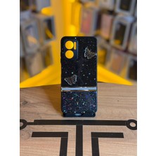 Avcı Teknoloji Market Redmi Note 11E Uyumlu Kelebek Figürlü Simli Parlak Telefon Kılıfı