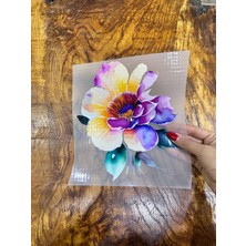 Gönülden Tasarım Ütü Ile Yapışan Tasarım Renkli Çiçek Transfer Baskı Arma 19X19 cm