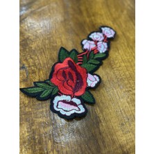 Gönülden Tasarım Ütü Ile Yapışan Nakış Işleme Renkli Çiçekli Arma Dikiş Aplike 24X14 cm
