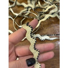 Gönülden Tasarım En 1 cm Altın Varaklı Zigzak Biye Şerit Dikiş Aksesuarı 1 Metre