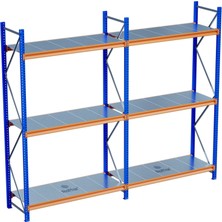 Raffar 3 Katlı 2li Bitişik Endüstriyel Depo Raf Sistemi – Hafif Yük Rafı