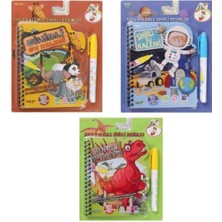 Göztepe Toys Sihirli Sulu Boyama Defteri3'lü Set Uzay, Orman, Dinazor Temalı Water Magic Kitap