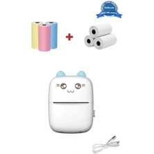 Epilons Mini Fotoğraf Yazıcı Kablosuz Etiket Yazıcı Baskı Makinesi Ios Android Uyumlu Termal Printer Mavi