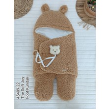 Sylar Yenidoğan Kulaklı Şapkalı Açılır Kucaklı Cırt Kapamalı Ayaklı Bebek Battaniyesi Kundak